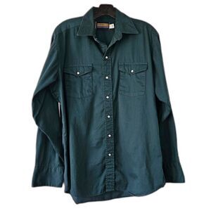 PANHANDLE Slim Solid Forest Green Western Rodeo Men's Shirt Large